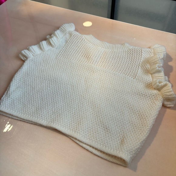 RUFFLE SLEEVE CROPPED TOP SOFT KNIT SZ LARGE - Picture 5 of 6